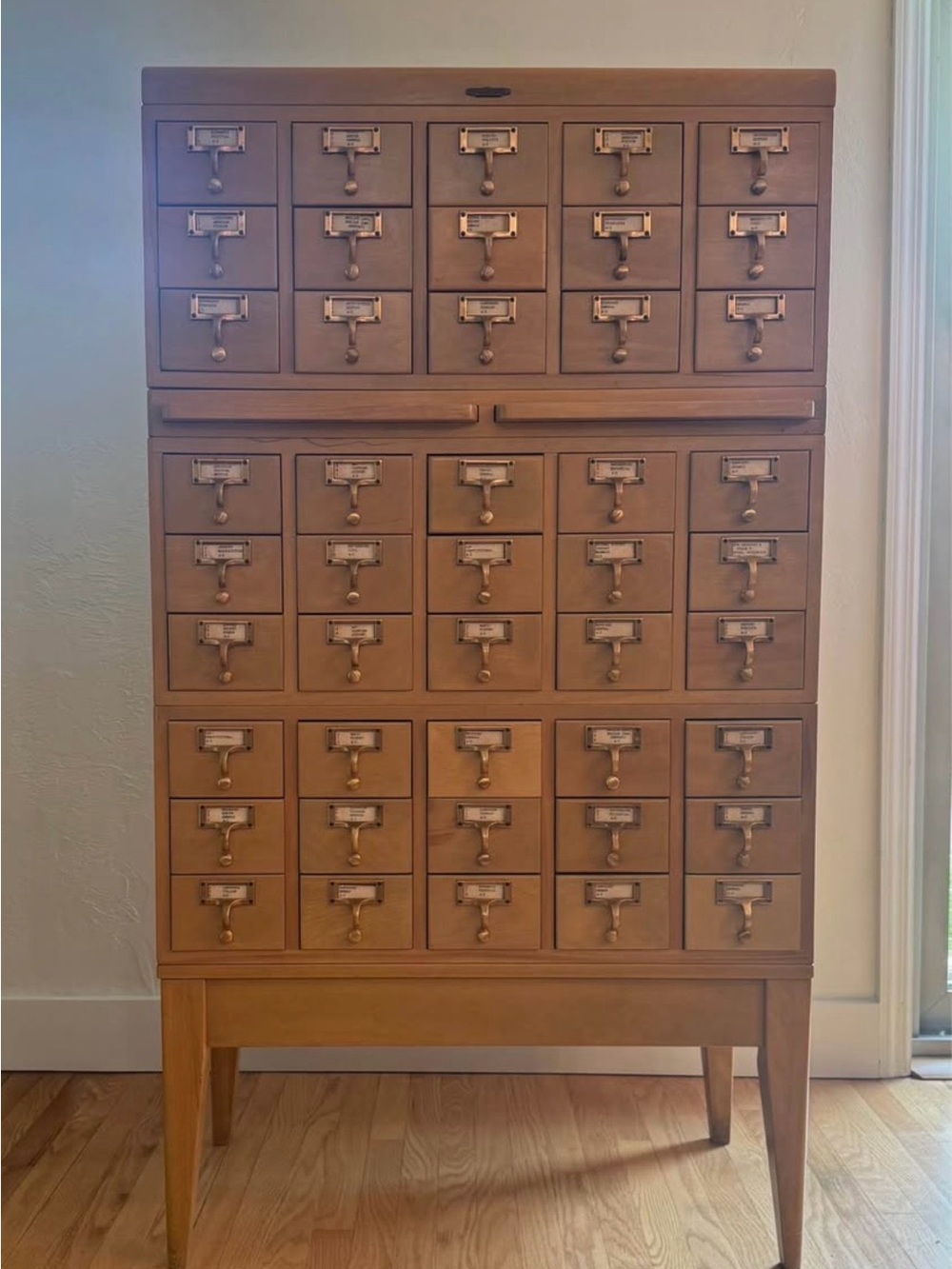 Vintage Remington Rand Library Bureau 45 Drawer Card Catalog Cabinet on Legs